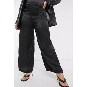 NWT Outrageous Fortune Black Satin Wide Leg Pants (Plus Size) US 16/UK 20